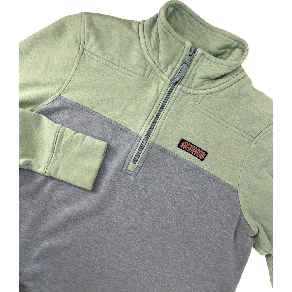 Vineyard Vines Womens Shep Shirt‎ Quarter Zip Pullover Colorblock Green Blue S